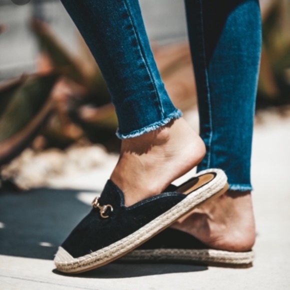 Black Espadrille Loafer Mule - Picture 2 of 3